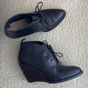 Cole Han Leather Wedge lace up booties